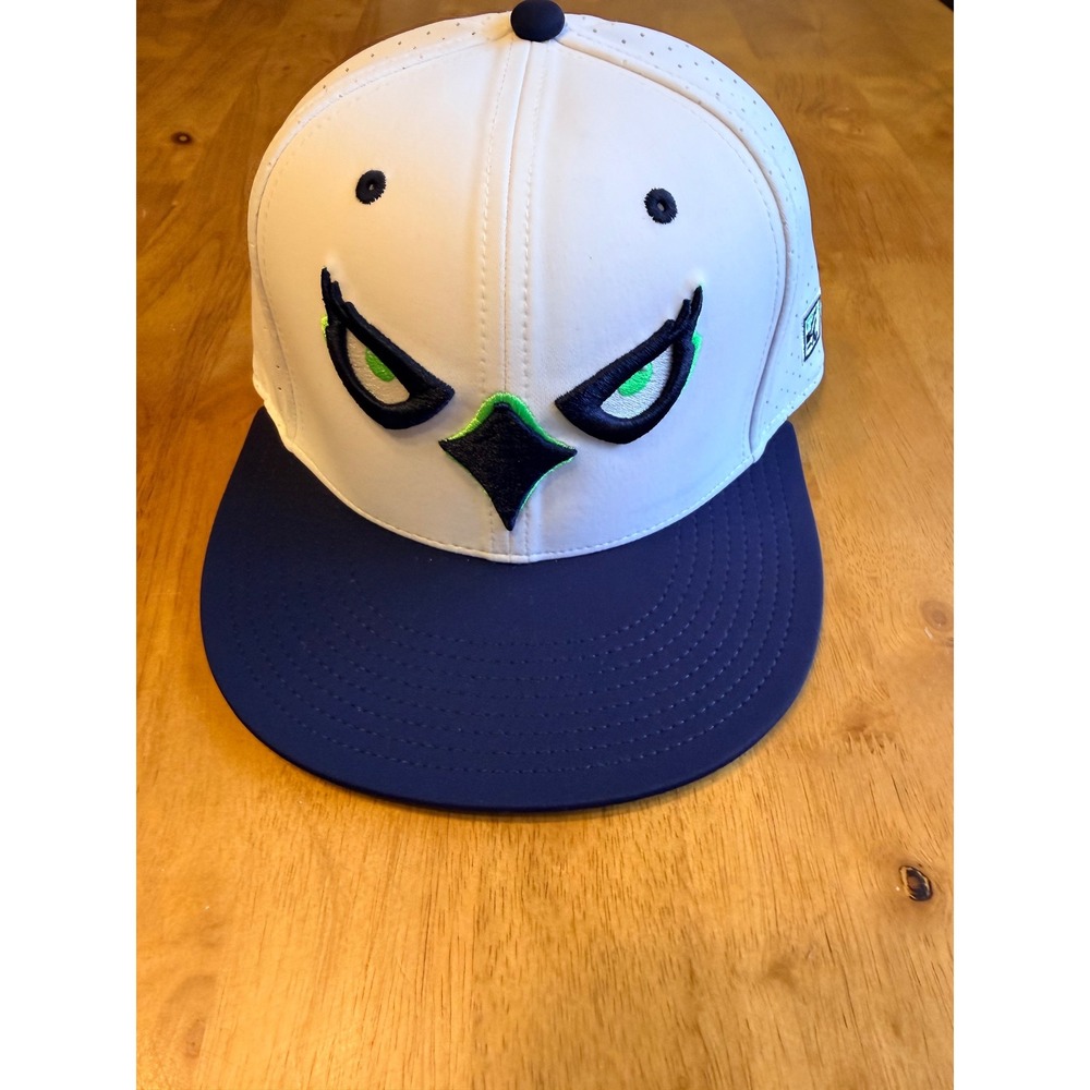 The Game Ridgeline Riverhawks Hat White Blue Fitted 7 1/4 Bird Eye